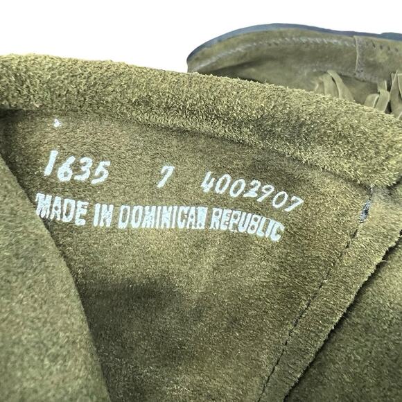 Minnetonka Women’s 3 Layer Fringe Green Moccasin Boot Size US 7 - Picture 10 of 12